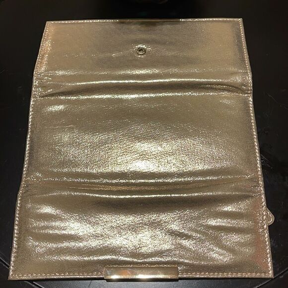 NWOT R.H Macy & Co Jewelry roll folder wallet in gold fabric - Picture 6 of 6